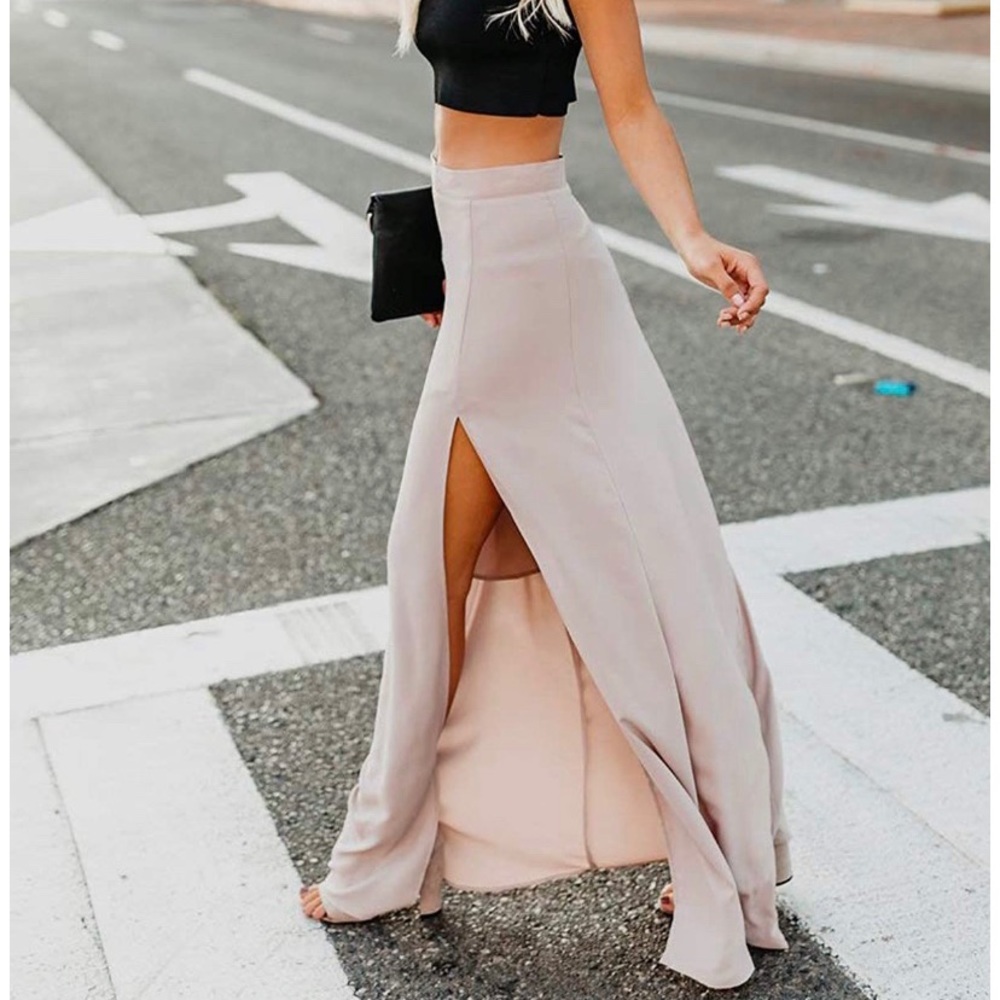 Maxi Skirt w/ Split High Waisted